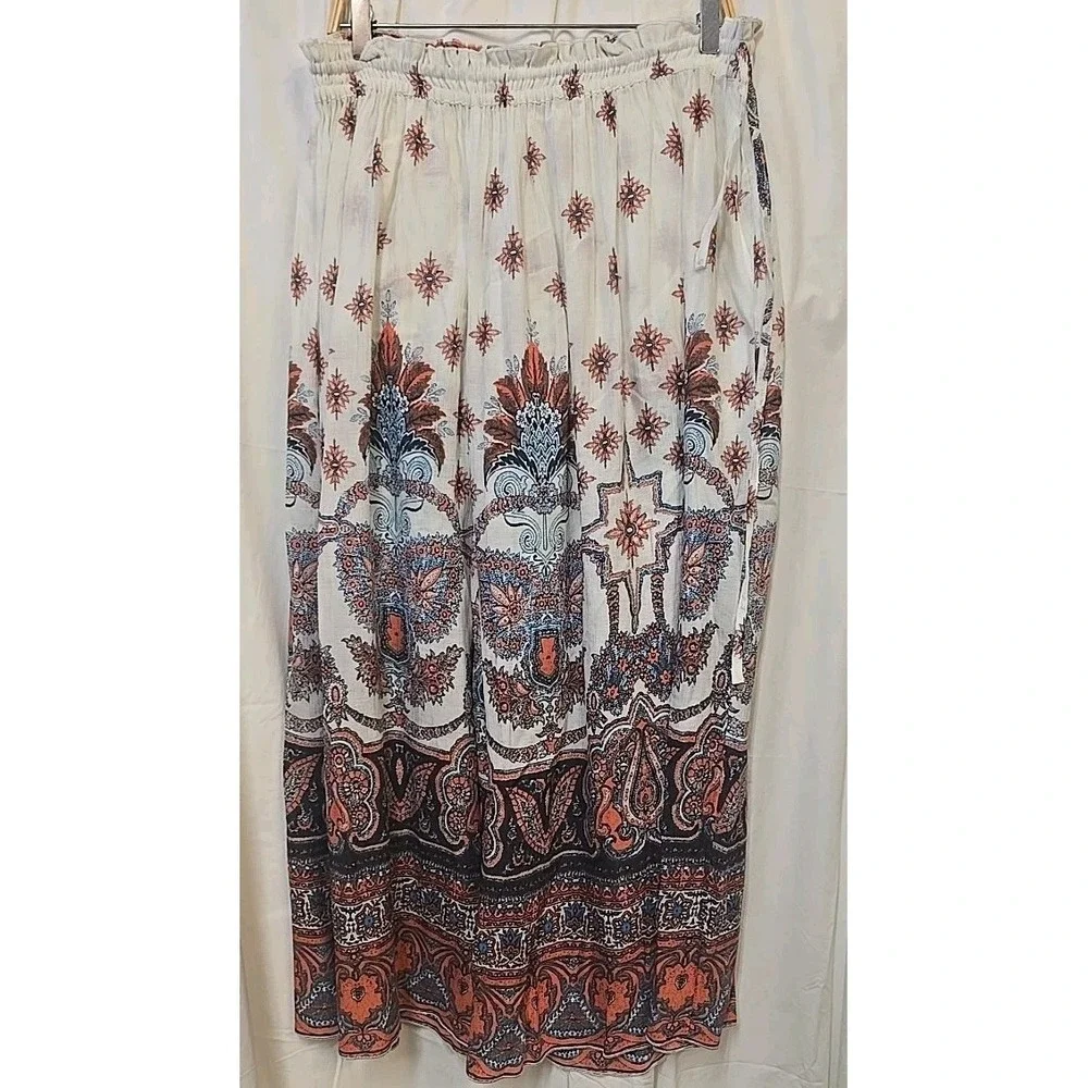 Free People Gold Dust‎ Printed Wide Leg Trousers in Ivory Combo M Cottagecore